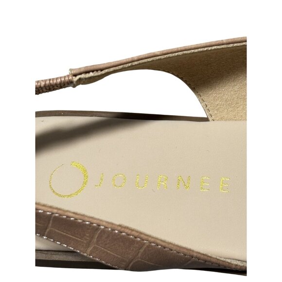 Journee Brinsley 6.5M Tan Faux Crocodile Slingback Sandals Womens - Picture 9 of 12